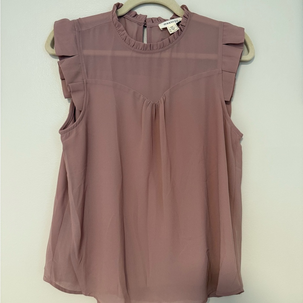 Monteau Mauve Ruffle Sleeve Blouse